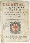 LAW GREGORY IX, Pope. Decretales. 1595